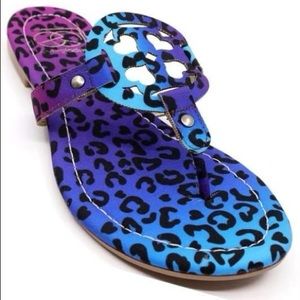 Leopard Multi Blue Purple Canvas Sandals